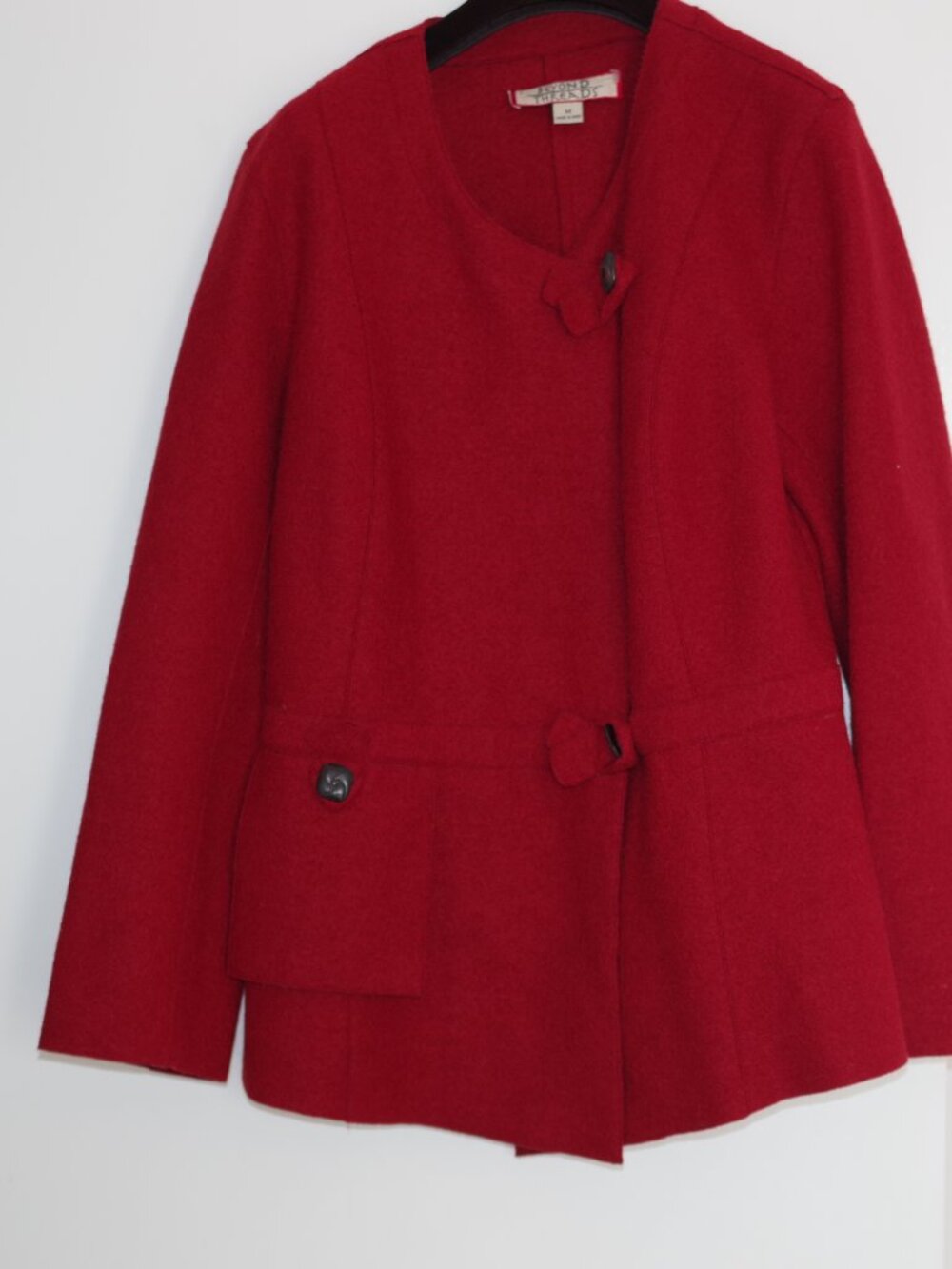 Beyond Threads Felted Alpaca Wool Origami Jacket in Burgundy Deep Red Size M